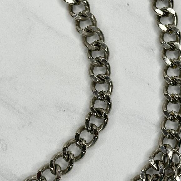 Chunky Draped Charm Chain Belt Silver Tone Y2K Festival One Size ✨ - Picture 14 of 16